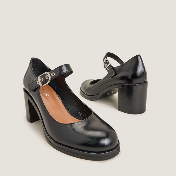 Babies à talons en cuir noir | VRENI | Jonak