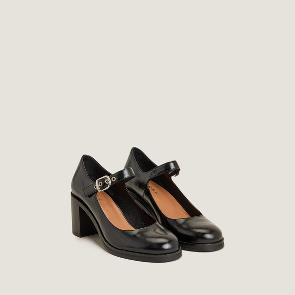 Babies à talons en cuir noir | VRENI | Jonak