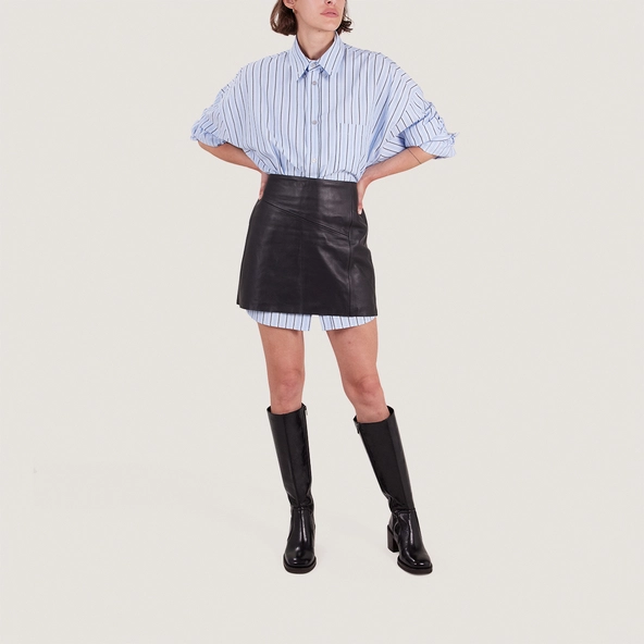 Bottes à talons lamellés en cuir vieilli noir | BIJOU | Jonak