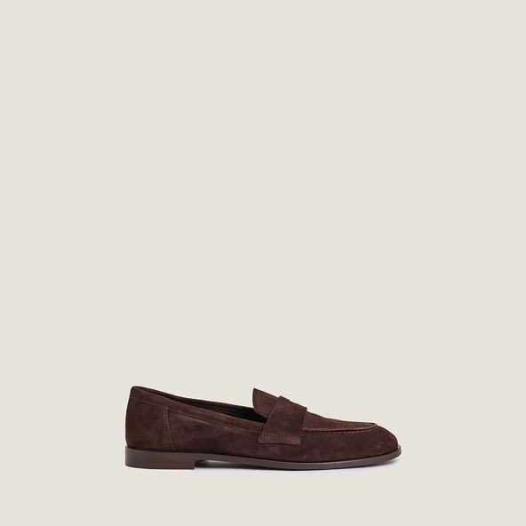 Mocassins &agrave; bouts ronds en velours marron | THELMA | Jonak