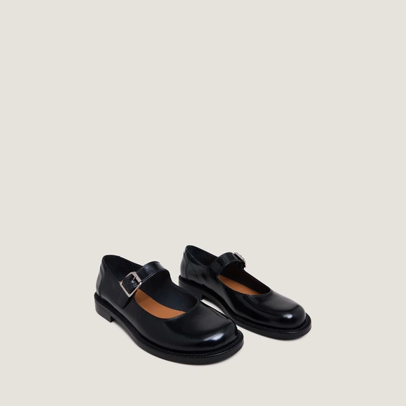 Ballerines &agrave; brides et boucles ajustables en cuir glac&eacute; noir | DEMILIE | Jonak