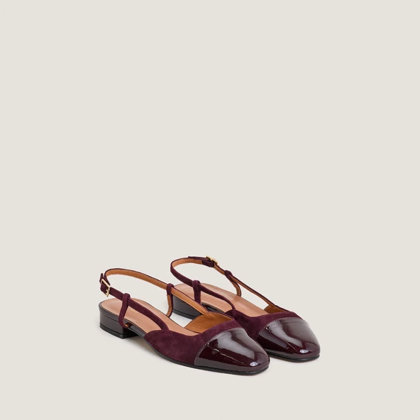 Ballerines slingbacks en vernis et velours bordeaux | DHAPOU | Jonak