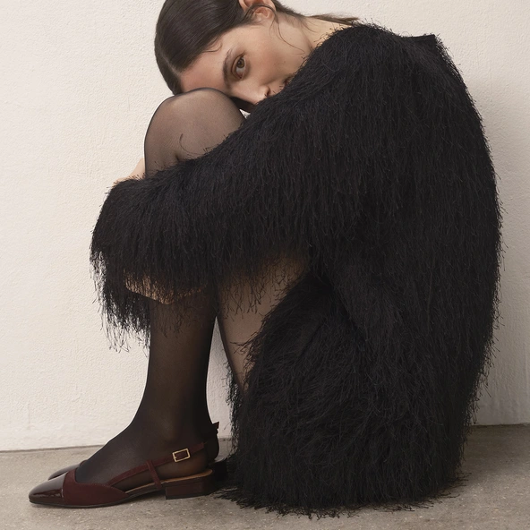 Ballerines slingbacks en vernis et velours bordeaux | DHAPOU | Jonak
