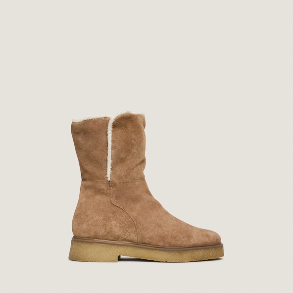 Boots fourrées en croute beige | MEGAN | Jonak