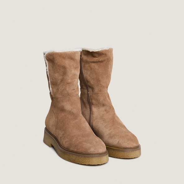 Boots fourrées en croute beige | MEGAN | Jonak