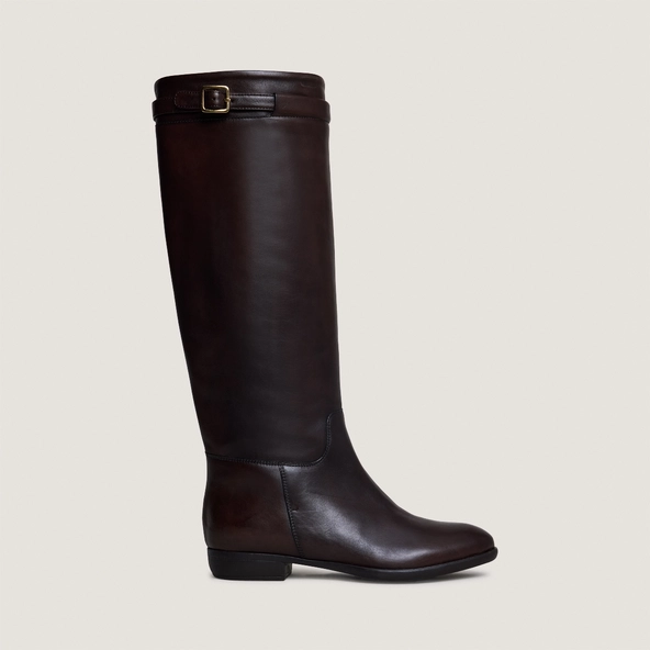 Bottes hautes en cuir patin&eacute; marron fonc&eacute; | MELODY | Jonak
