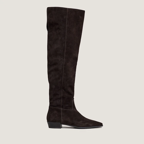 Bottes &agrave; bouts pointus en croute marron fonc&eacute; | PAPILLON | Jonak