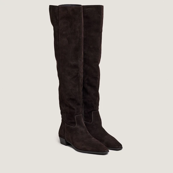 Bottes &agrave; bouts pointus en croute marron fonc&eacute; | PAPILLON | Jonak