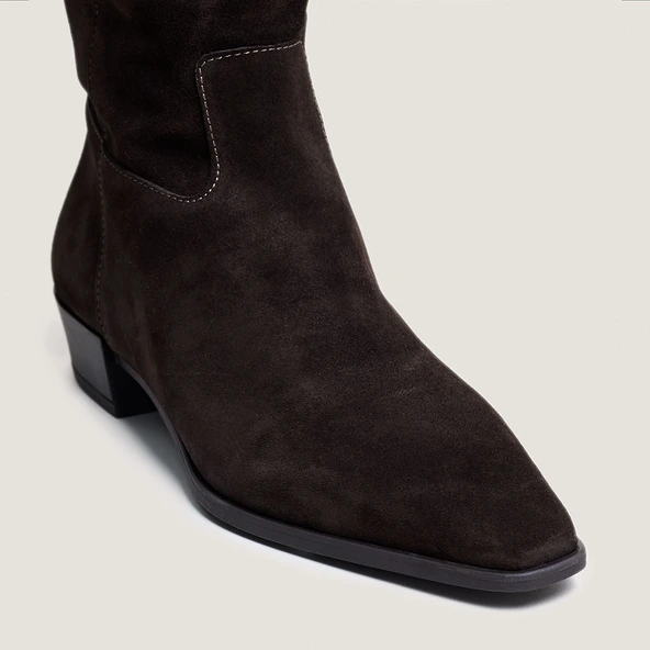 Bottes &agrave; bouts pointus en croute marron fonc&eacute; | PAPILLON | Jonak