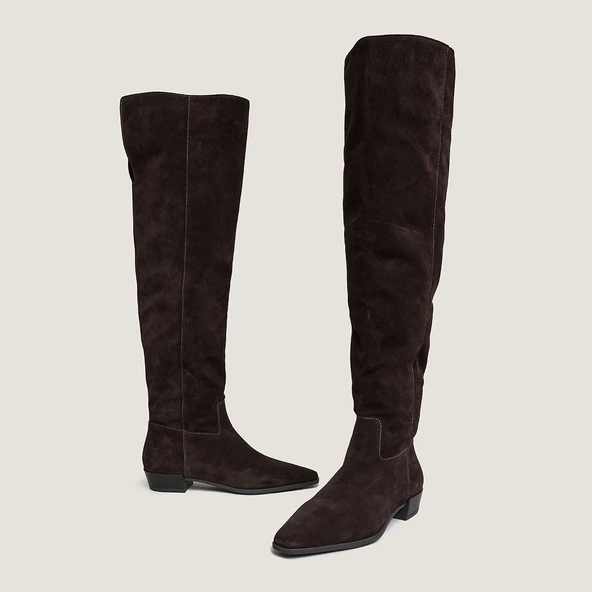 Bottes &agrave; bouts pointus en croute marron fonc&eacute; | PAPILLON | Jonak