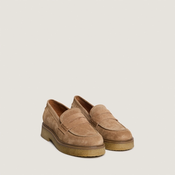 Mocassins &agrave; bouts ronds en croute beige | MARION | Jonak