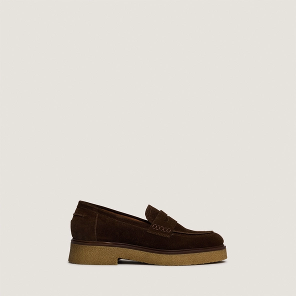 Mocassins &agrave; bouts ronds en croute marron fonc&eacute; | MARION | Jonak