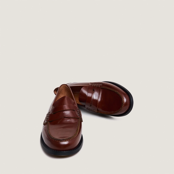 Mocassins à plateau pincé en cuir glacé marron | AUDELYA | Jonak