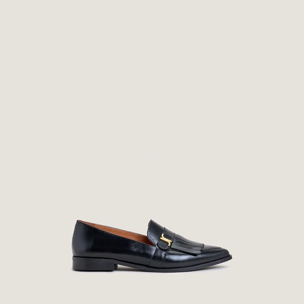 Mocassins à monogrammes et bouts pointus en cuir noir | ANONYME | Jonak