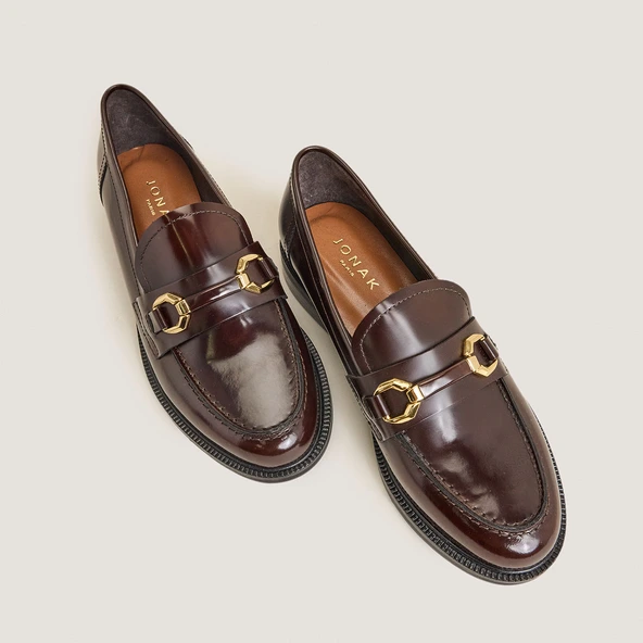 Mocassins à mors en cuir patiné marron | DROP | Jonak