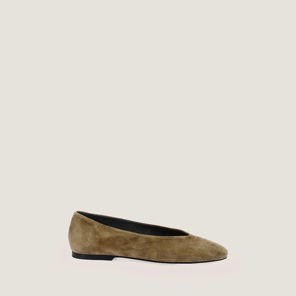Ballerines à bouts arrondis en croute kaki | DELVIS | Jonak