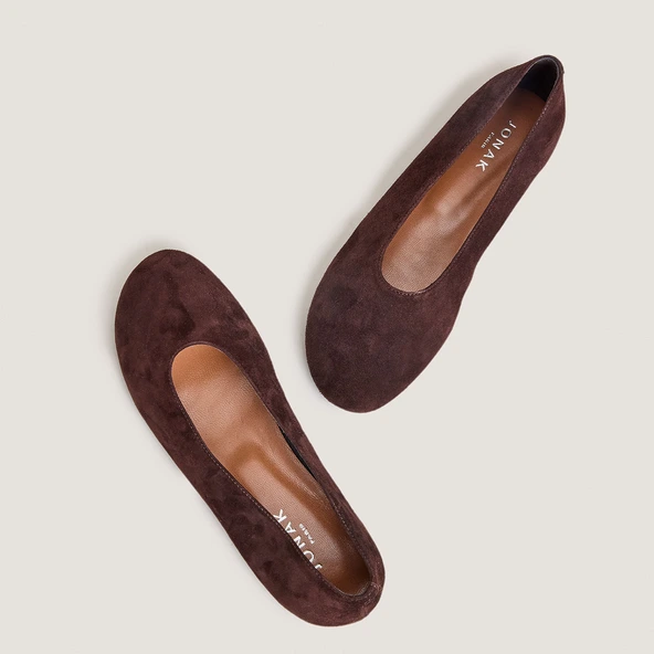Ballerines à bouts arrondis en velours marron | DERLINE | Jonak
