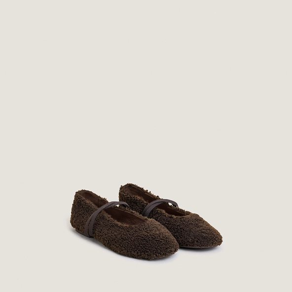 Ballerines à brides en fluffy marron foncé | DUVET | Jonak