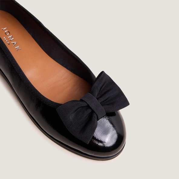 Ballerines à noeuds en vernis plissé noir | DESTHER | Jonak