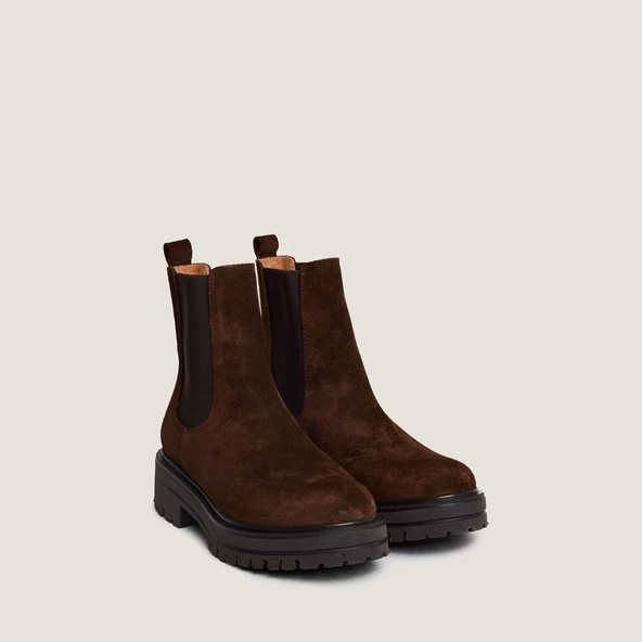 Boots &agrave; &eacute;lastiques en croute marron | AMANDINE | Jonak