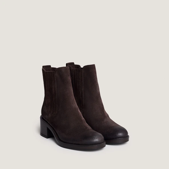 Boots &agrave; talons en croute marron fonc&eacute; | COLETTE | Jonak