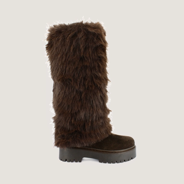 Bottes à poils en croute et fluffy marron foncé | RUSSEL | Jonak
