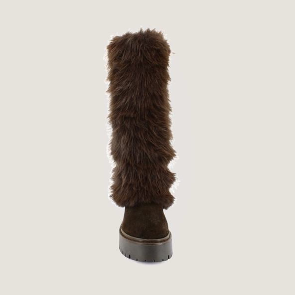 Bottes à poils en croute et fluffy marron foncé | RUSSEL | Jonak