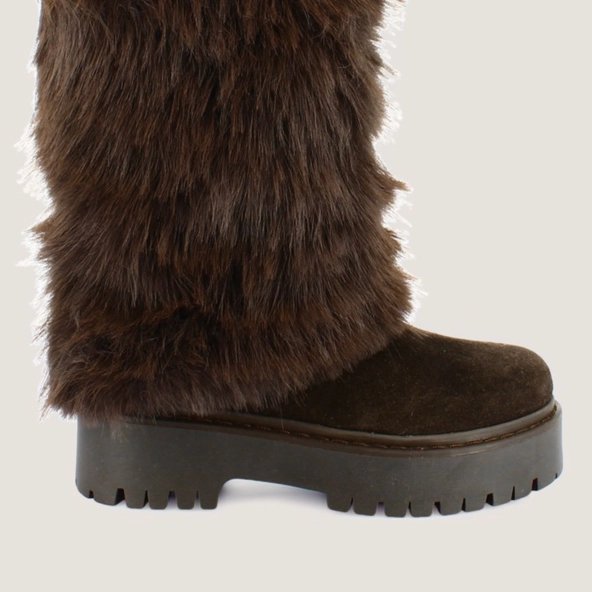 Bottes à poils en croute et fluffy marron foncé | RUSSEL | Jonak
