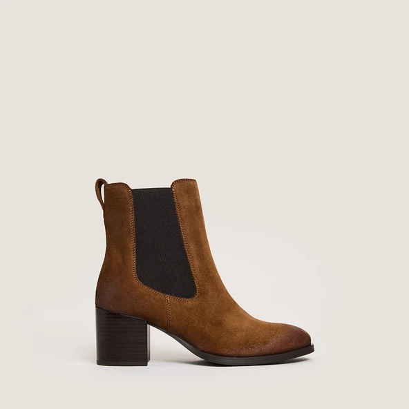 Bottines &agrave; &eacute;lastiques en croute cognac | CLEMIE | Jonak