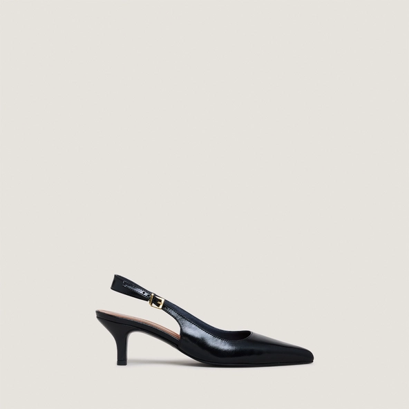 Escarpins slingbacks &agrave; petits talons en cuir noir | DOUALA | Jonak