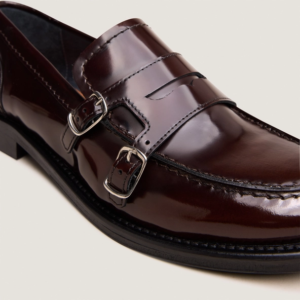 Mocassins &agrave; boucles en cuir patin&eacute; marron | DENORA | Jonak