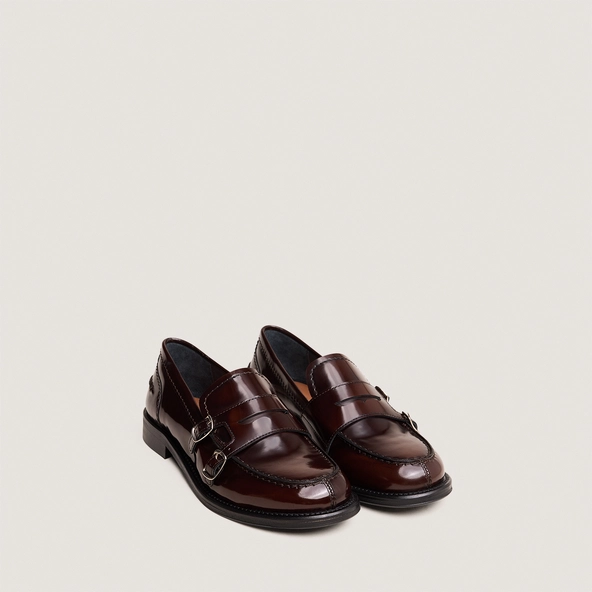 Mocassins &agrave; boucles en cuir patin&eacute; marron | DENORA | Jonak