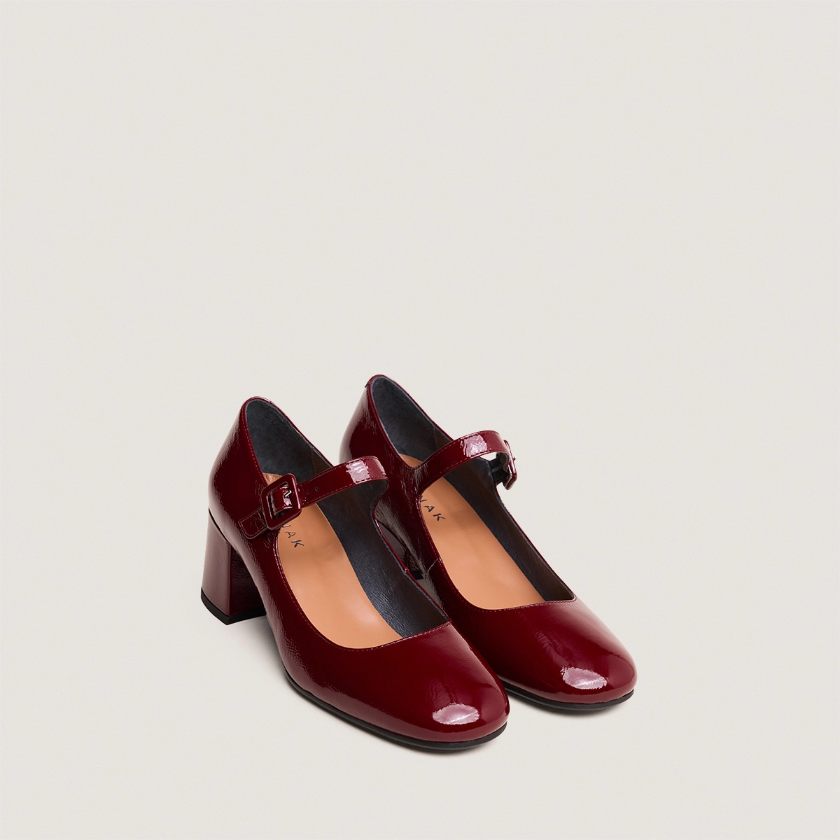 Babies à talons en vernis plissé bordeaux | DITTUS | Jonak