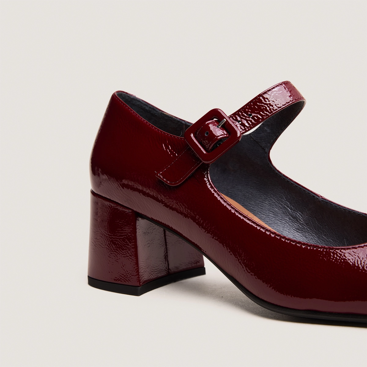 Babies à talons en vernis plissé bordeaux | DITTUS | Jonak