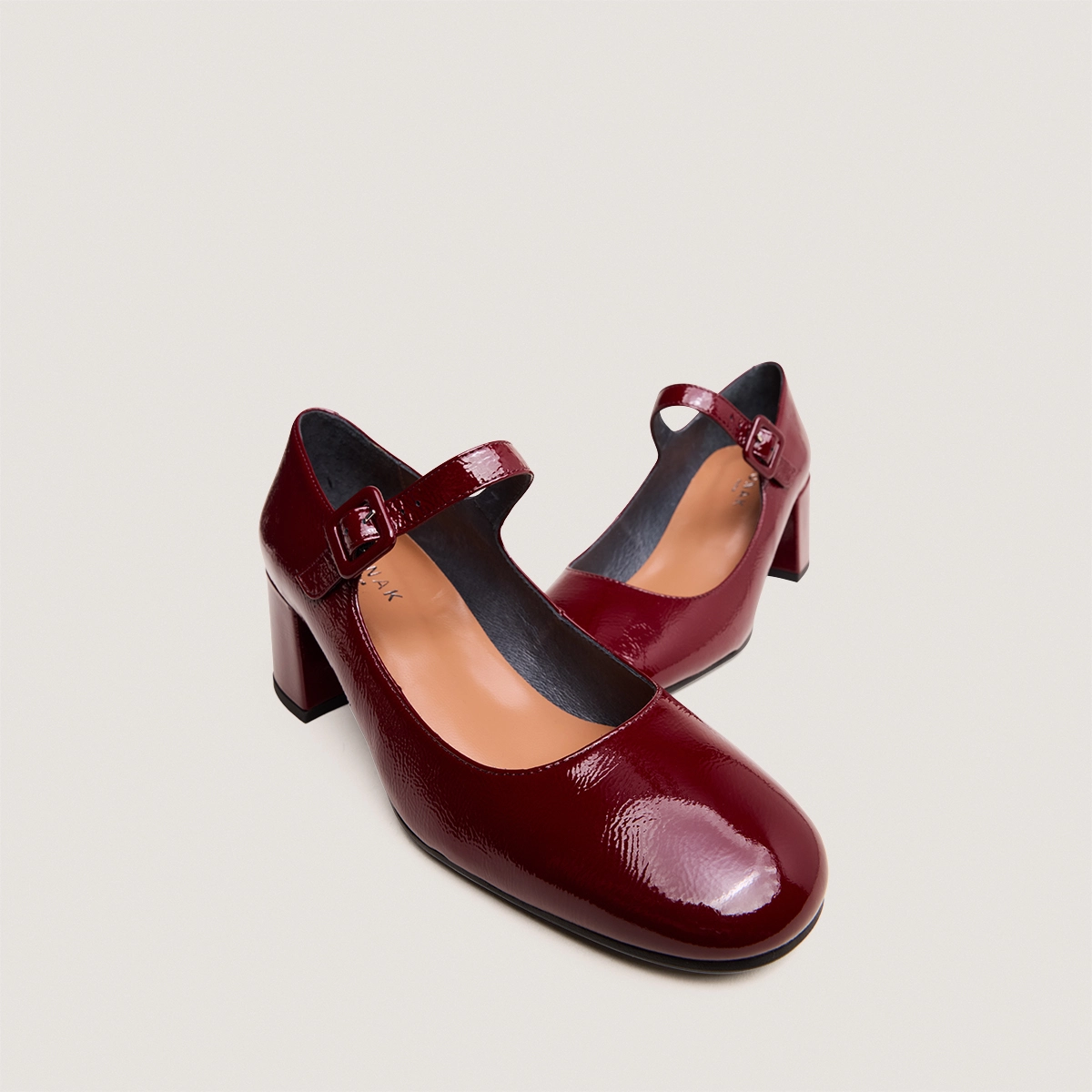 Babies à talons en vernis plissé bordeaux | DITTUS | Jonak