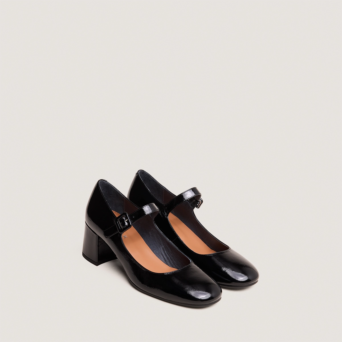 Babies à talons en vernis plissé noir | DITTUS | Jonak
