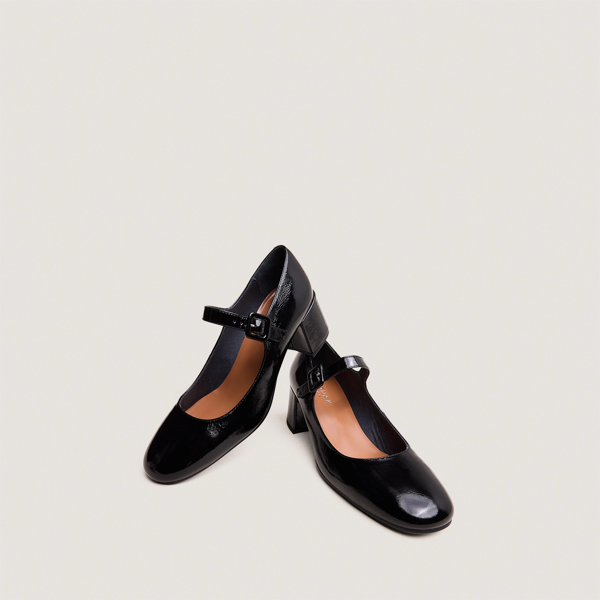 Babies à talons en vernis plissé noir | DITTUS | Jonak
