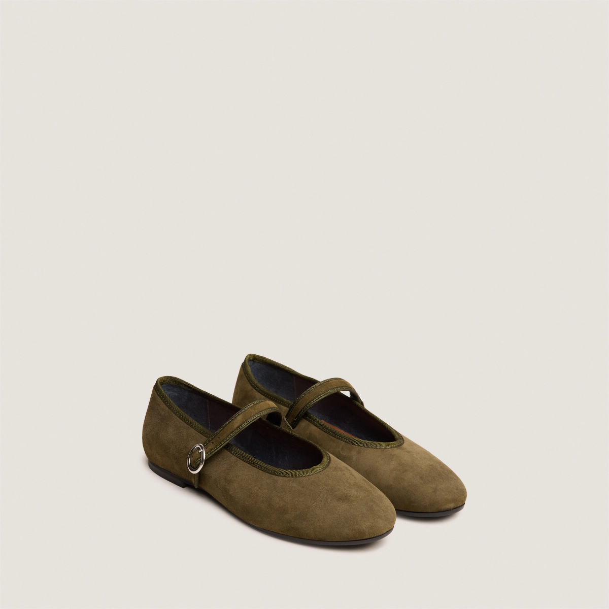 Ballerines à brides et boucles ajustables en velours kaki | DEESSE | Jonak