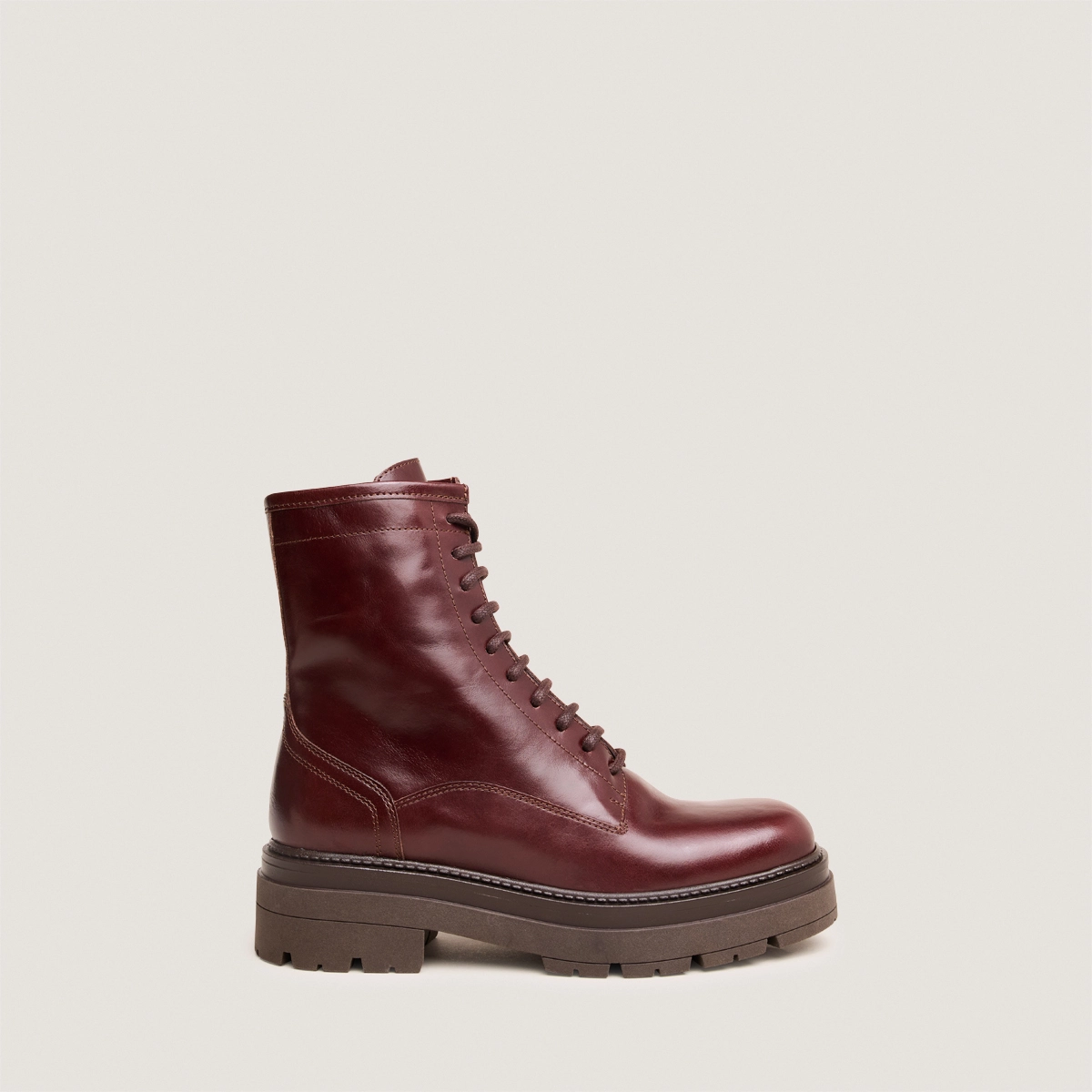 Boots &agrave; lacets en cuir marron | DICUS | Jonak