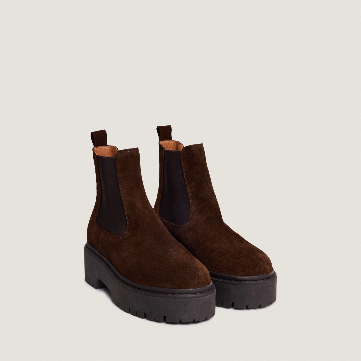 Boots à plateformes et bouts ronds en croûte marron | RAVIE | Jonak