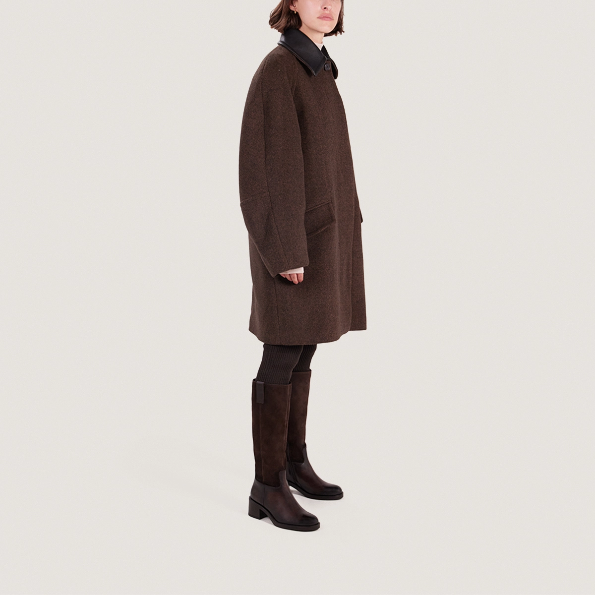 Bottes &agrave; talons en cuir et croute marron fonc&eacute; | CLAIRE | Jonak