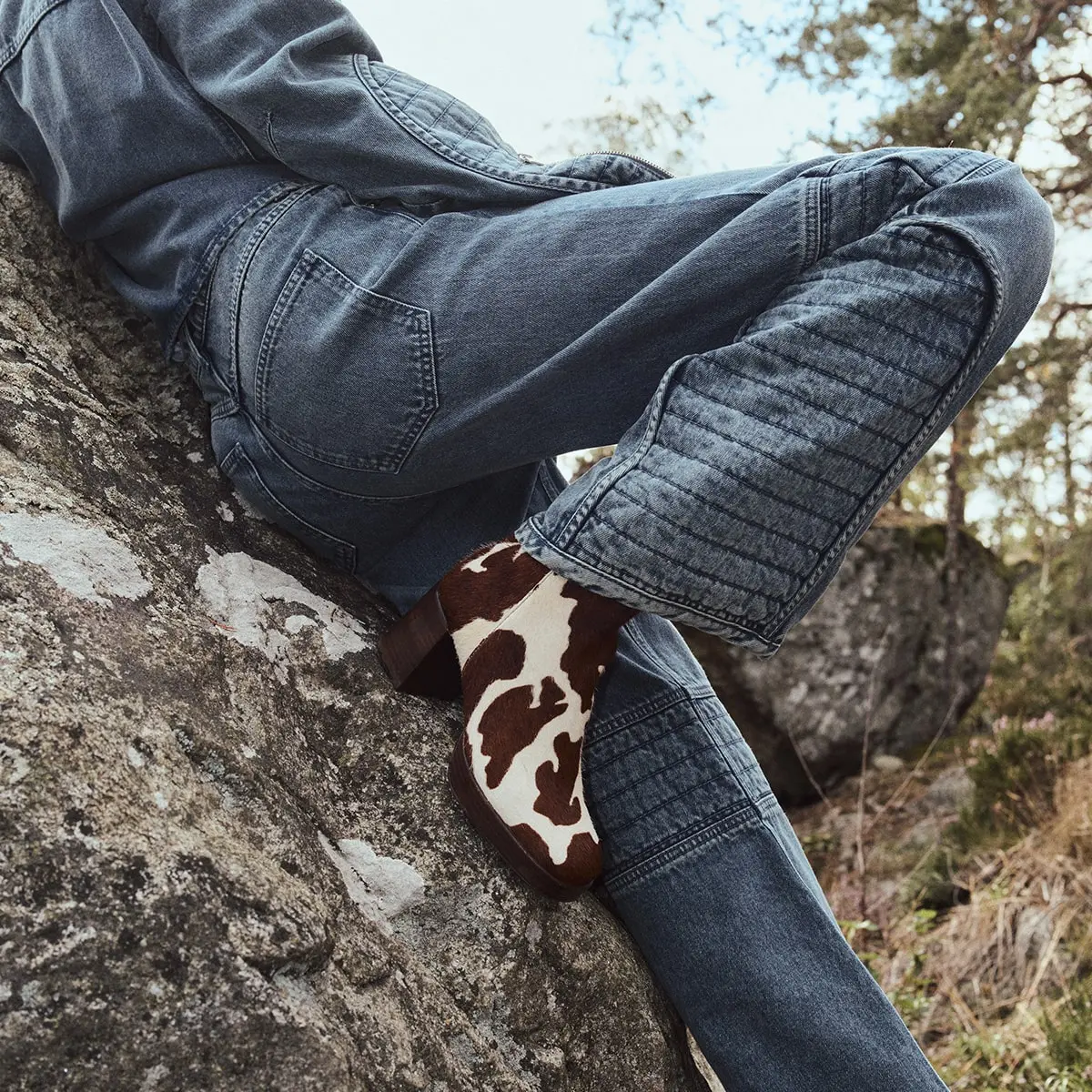 Bottines à bouts carrés en poulain vache marron | VANVES | Jonak