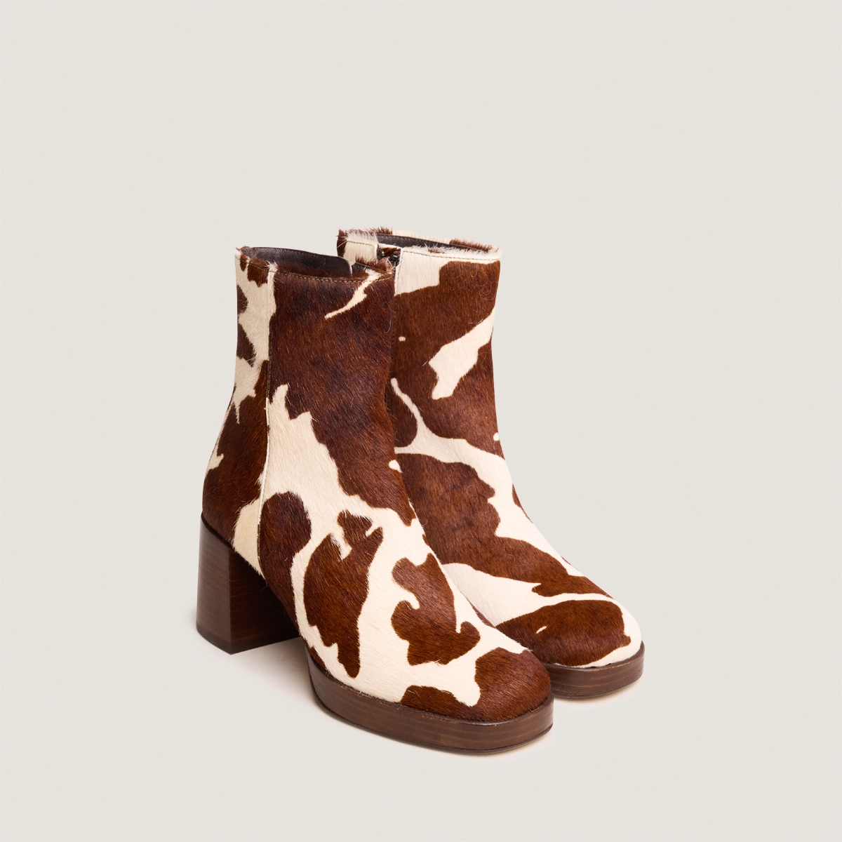 Bottines à bouts carrés en poulain vache marron | VANVES | Jonak