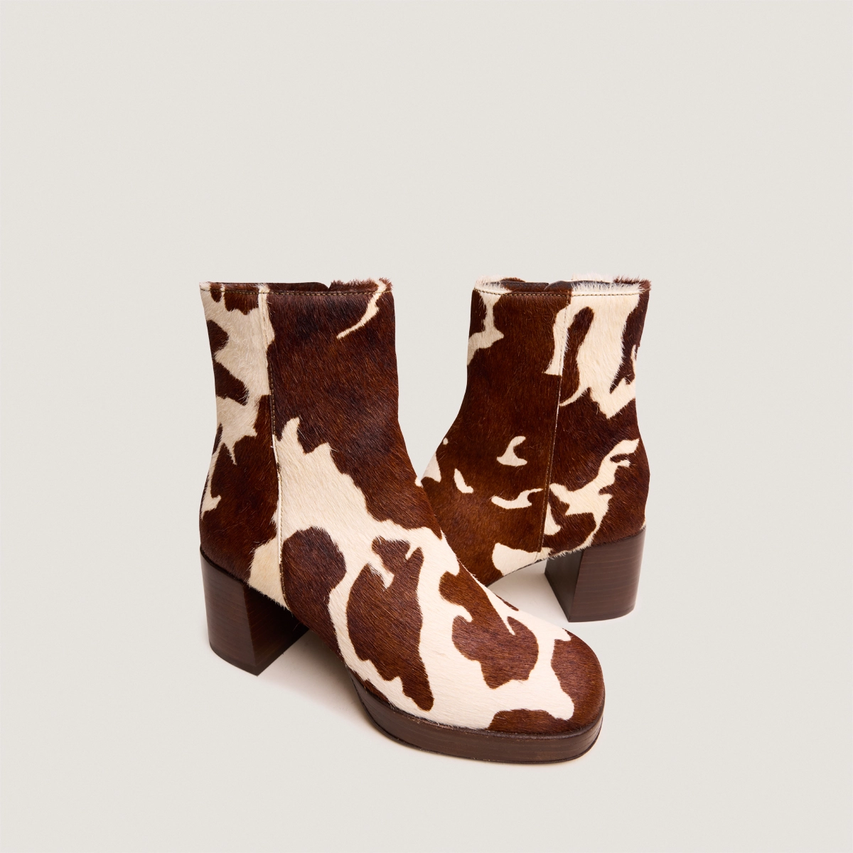 Bottines à bouts carrés en poulain vache marron | VANVES | Jonak