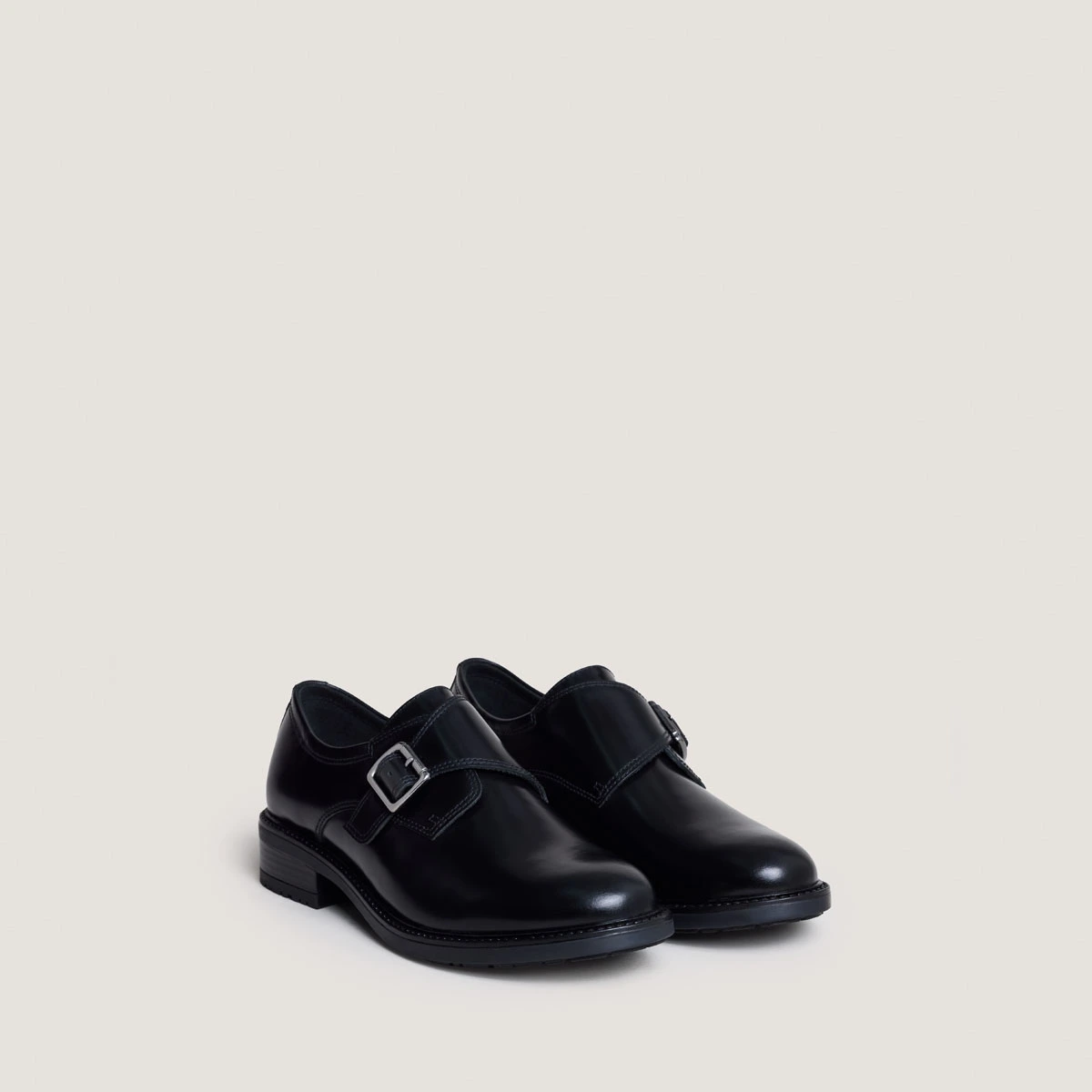 Derbies &agrave; boucles en cuir glac&eacute; noir | ATLANTIS | Jonak
