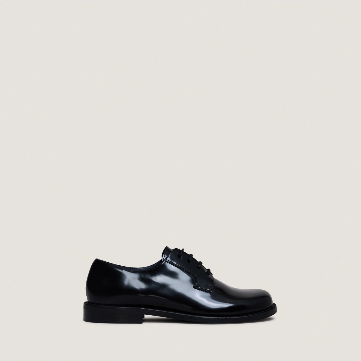 Derbies &agrave; bouts ronds en cuir glac&eacute; noir | DEMMA | Jonak