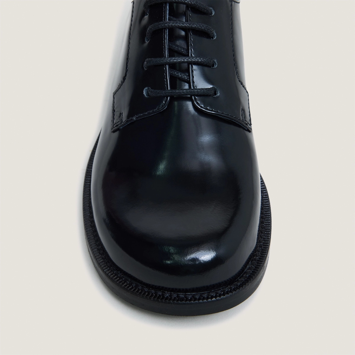 Derbies &agrave; bouts ronds en cuir glac&eacute; noir | DEMMA | Jonak
