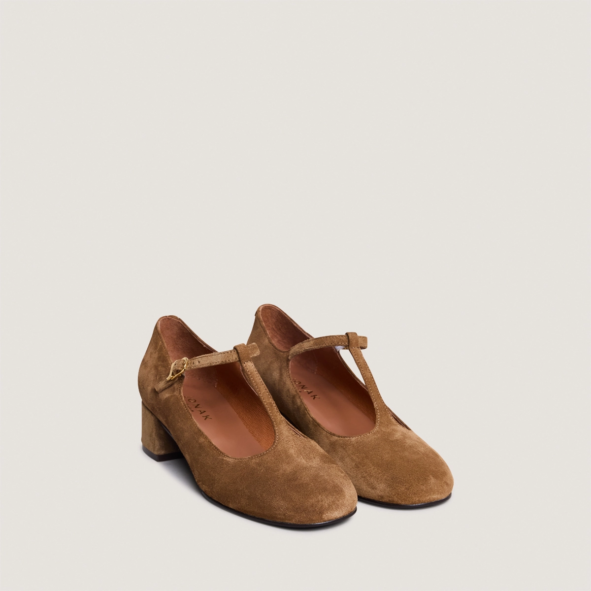 Salomés à petits talons en croute cognac | DALOME | Jonak