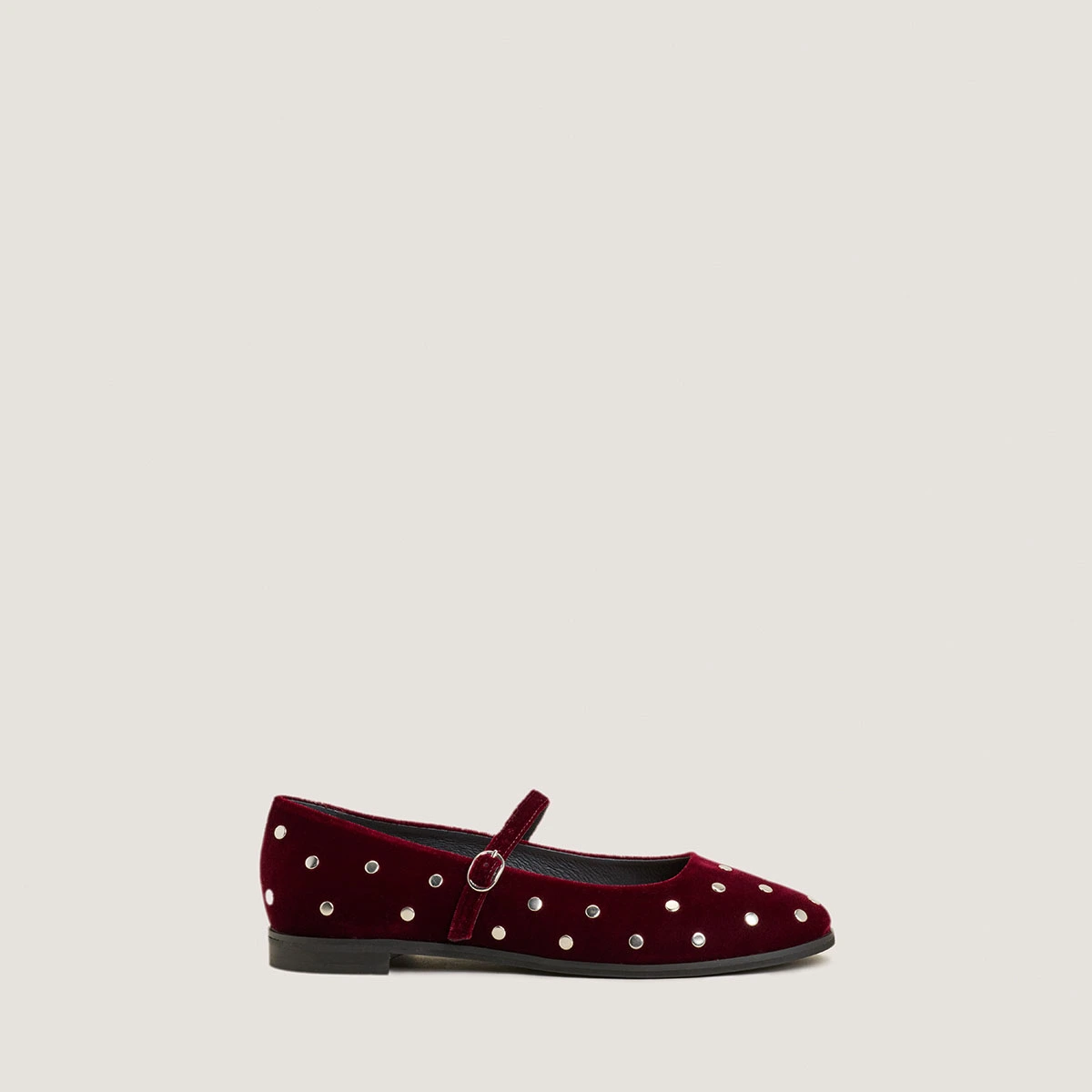 Ballerines à rivets en velours bordeaux | DELIOTT | Jonak