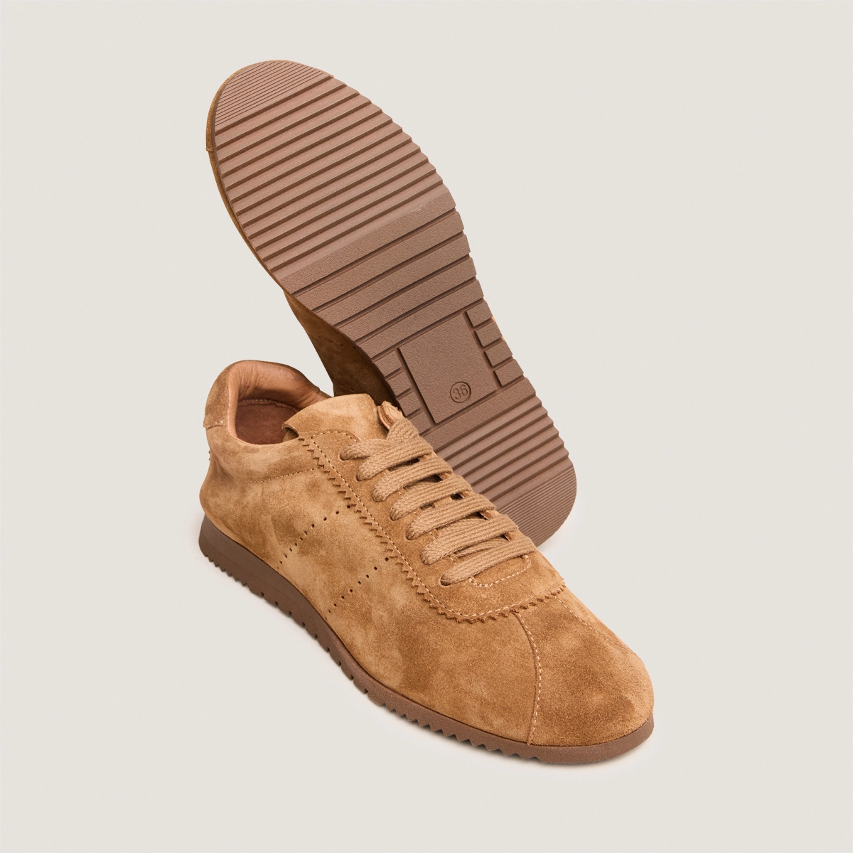 Baskets &agrave; lacets en croute cognac | DABON | Jonak